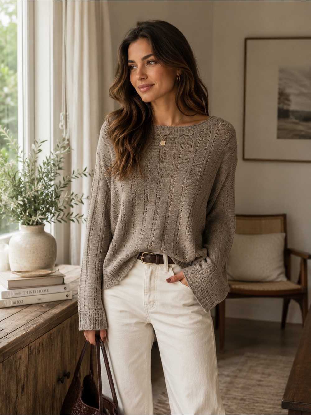 Vince Taupe Crewneck Sweater